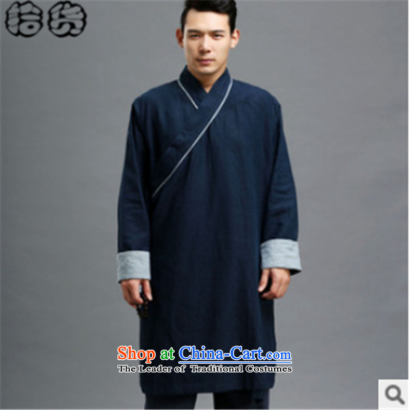 The 2015 autumn pick new cotton linen men need long-sleeved chancing long strap retreat serving Chinese Han-tea uniforms jacket coat gray XL, pickup (shihuo) , , , shopping on the Internet