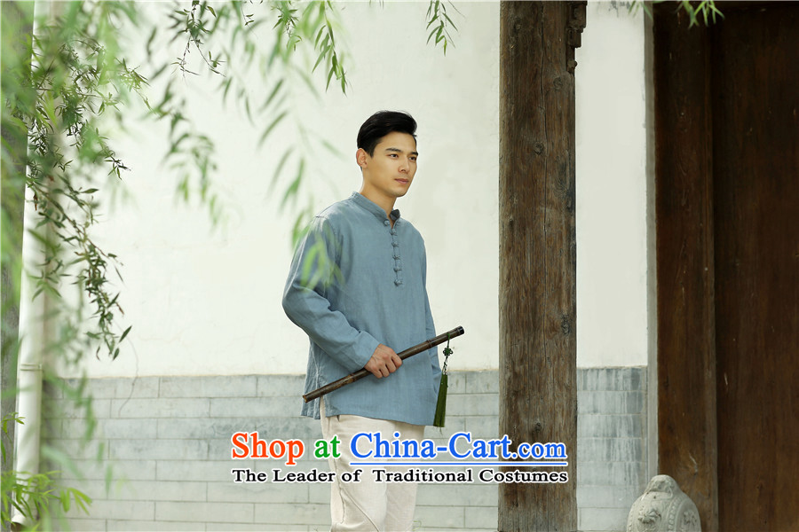 The 2015 autumn pick the new China wind leisure men Chinese men code pullovers cotton linen collar Chinese Disc detained men long-sleeved T-shirt light blue L picture, prices, brand platters! The elections are supplied in the national character of distribution, so action, buy now enjoy more preferential! As soon as possible.