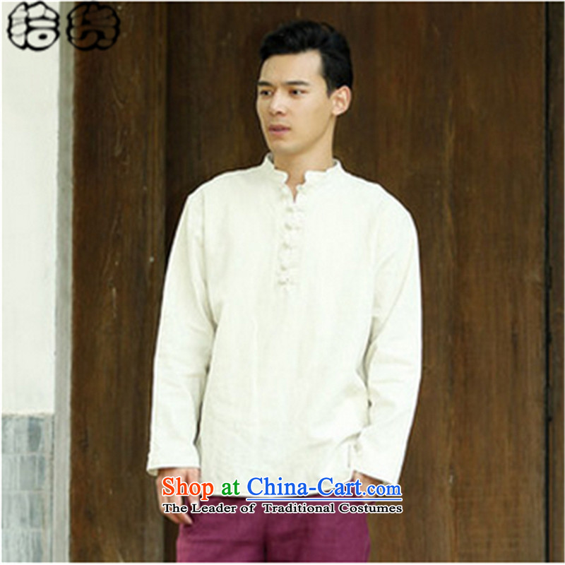 The 2015 autumn pick the new China wind leisure men Chinese men code pullovers cotton linen collar Chinese Disc detained men long-sleeved T-shirt , light blue pickup (shihuo) , , , shopping on the Internet