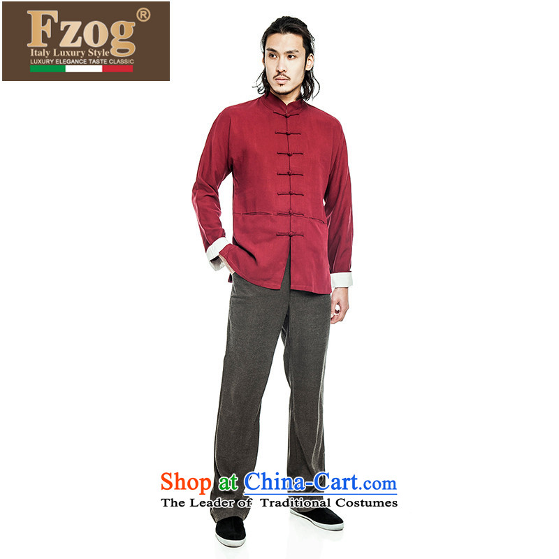 Phaedo of China FZOG/ wind up three-dimensional construction detained Men's Mock-Neck national costumes pure color long-sleeved red L,fzog,,, Tang shopping on the Internet