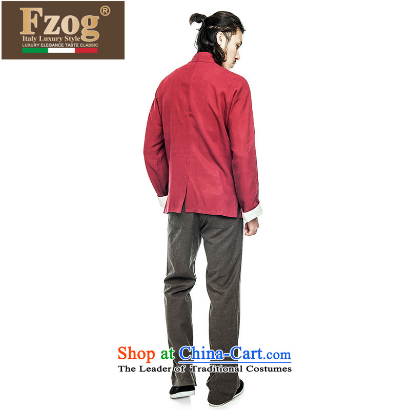Phaedo of China FZOG/ wind up three-dimensional construction detained Men's Mock-Neck national costumes pure color long-sleeved red L,fzog,,, Tang shopping on the Internet