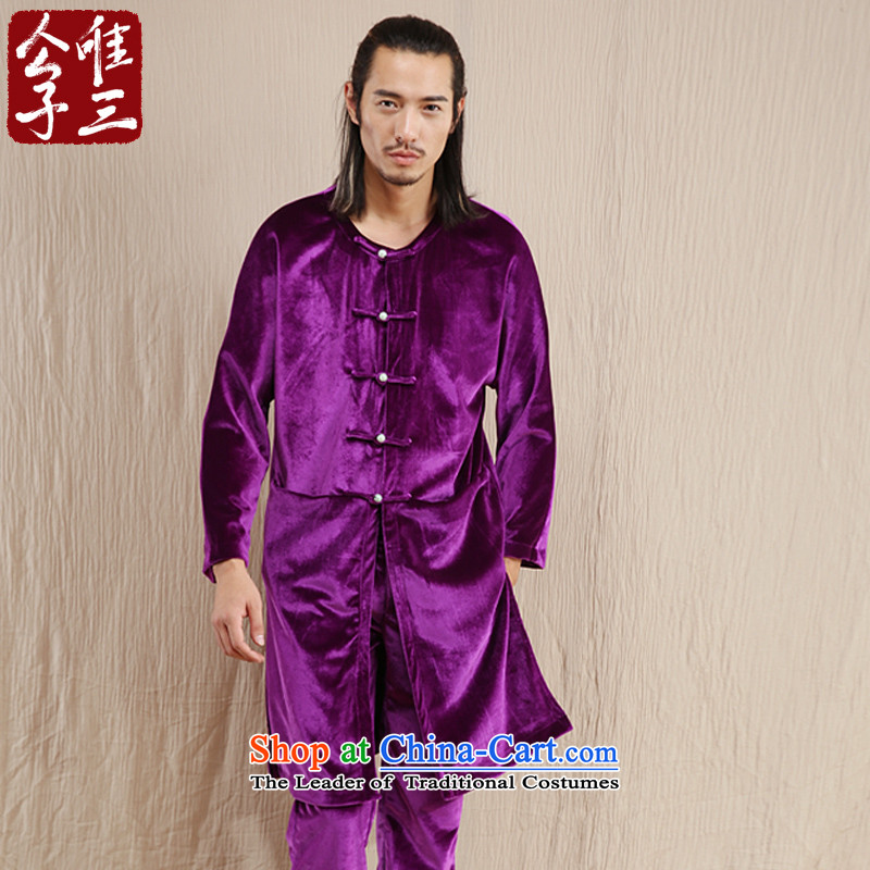 Cd 3 Model Kam Yi China wind linen male scouring pads Chinese jacket leisure Tang dynasty ethnic Han-yi autumn wind purple 175/92A(L), CD 3 , , , shopping on the Internet