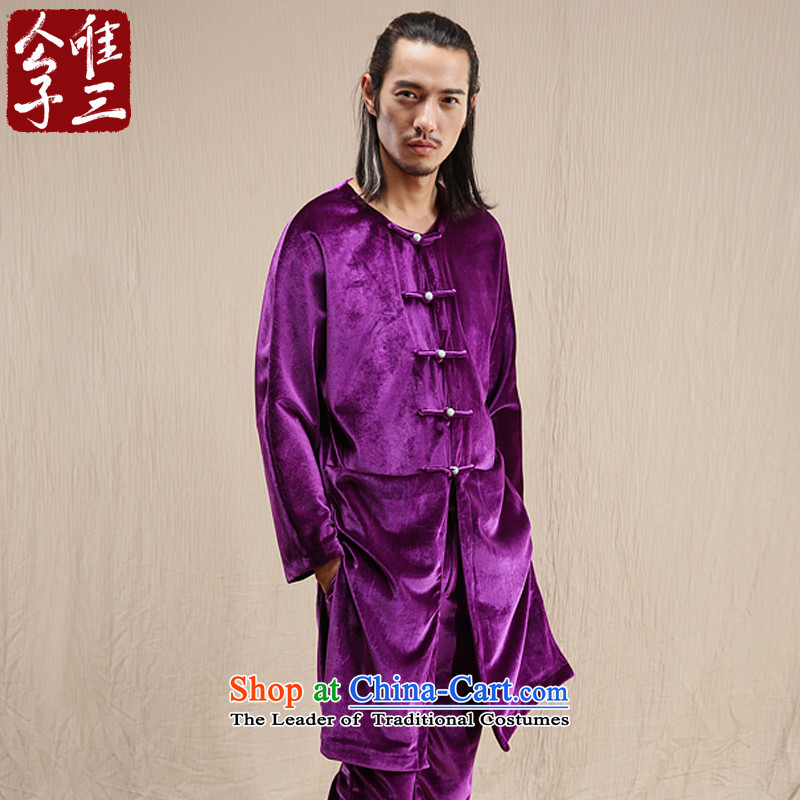 Cd 3 Model Kam Yi China wind linen male scouring pads Chinese jacket leisure Tang dynasty ethnic Han-yi autumn wind purple 175/92A(L), CD 3 , , , shopping on the Internet