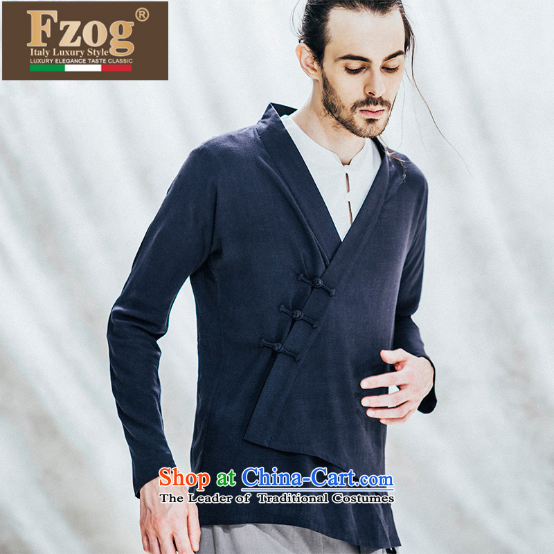 Phaedo of China FZOG/ not rule under the three-dimensional disc detained men pure color loose long-sleeved leisure Tang Dynasty navy M,fzog,,, shopping on the Internet