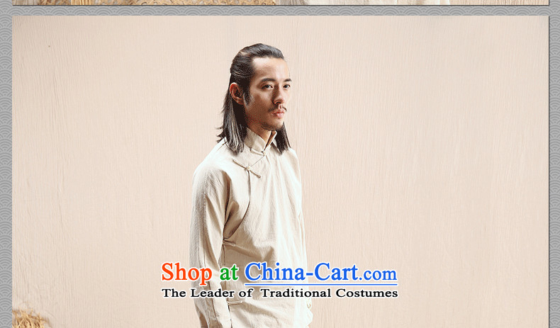 Cd 3 Model Hak Beep China wind linen Men's Mock-Neck Shirt Chinese long-sleeved shirt with tie-Tang Dynasty Recreation Choo Ma natural picture, prices, 185/100A(XXL) brand platters! The elections are supplied in the national character of distribution, so action, buy now enjoy more preferential! As soon as possible.
