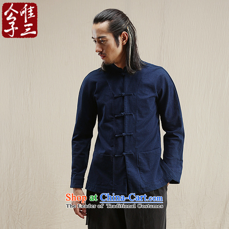 Cd 3 Model Jiang Xiaoyu China wind leisure Tang Dynasty Chinese Cotton Denim nation male Tang jackets Han-choo 185/100A(XXL), Denim blue CD 3 , , , shopping on the Internet