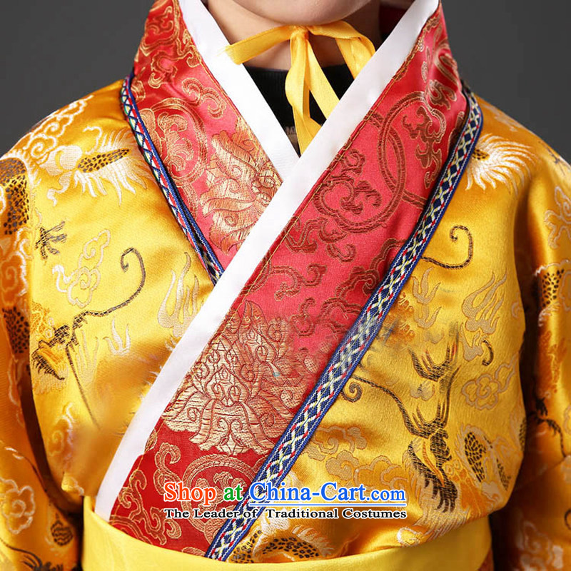The Han dynasty emperor time Syrian Tang clothing fashions Prince Edward small Tzu Lung robe child costume will Han-floor male costume orange 150CM, time Syrian shopping on the Internet has been pressed.