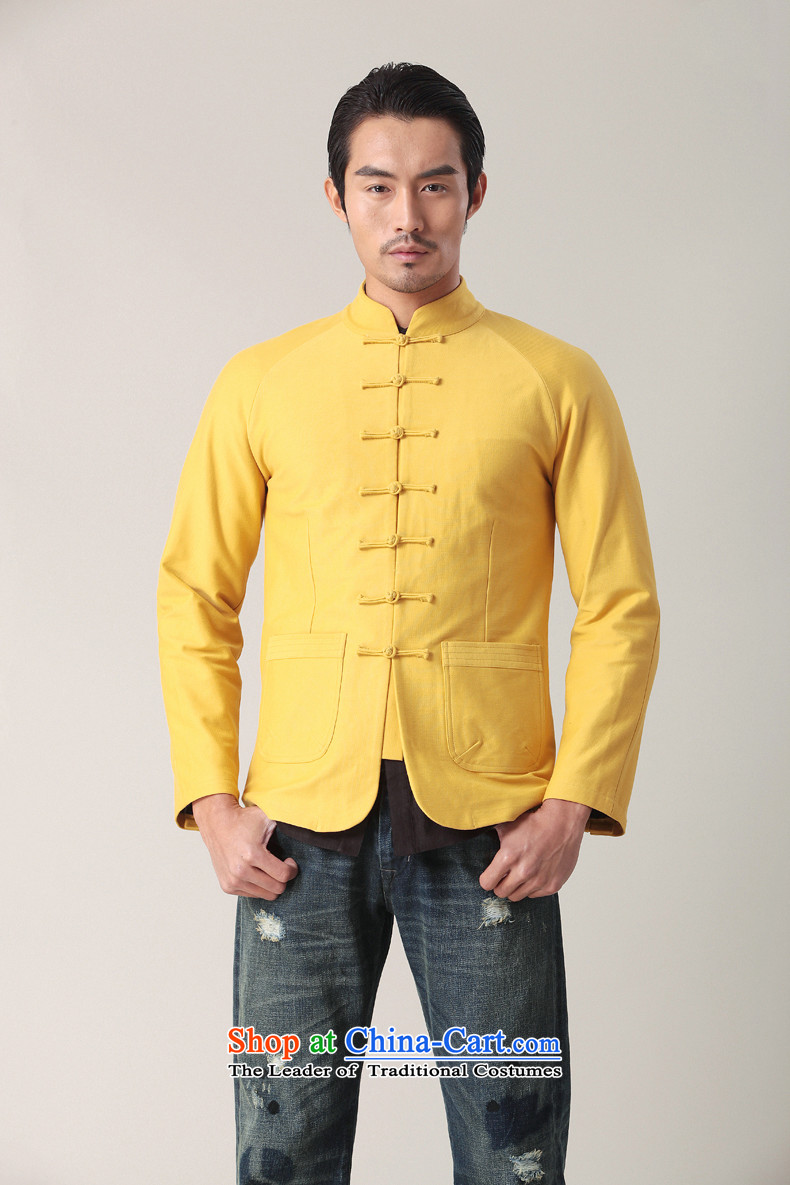 Phaedo of China FZOG/ wind collar slotted pan detained Men's Shirt Chinese young man pure cotton long-sleeved yellow M Tang dynasty picture, prices, brand platters! The elections are supplied in the national character of distribution, so action, buy now enjoy more preferential! As soon as possible.