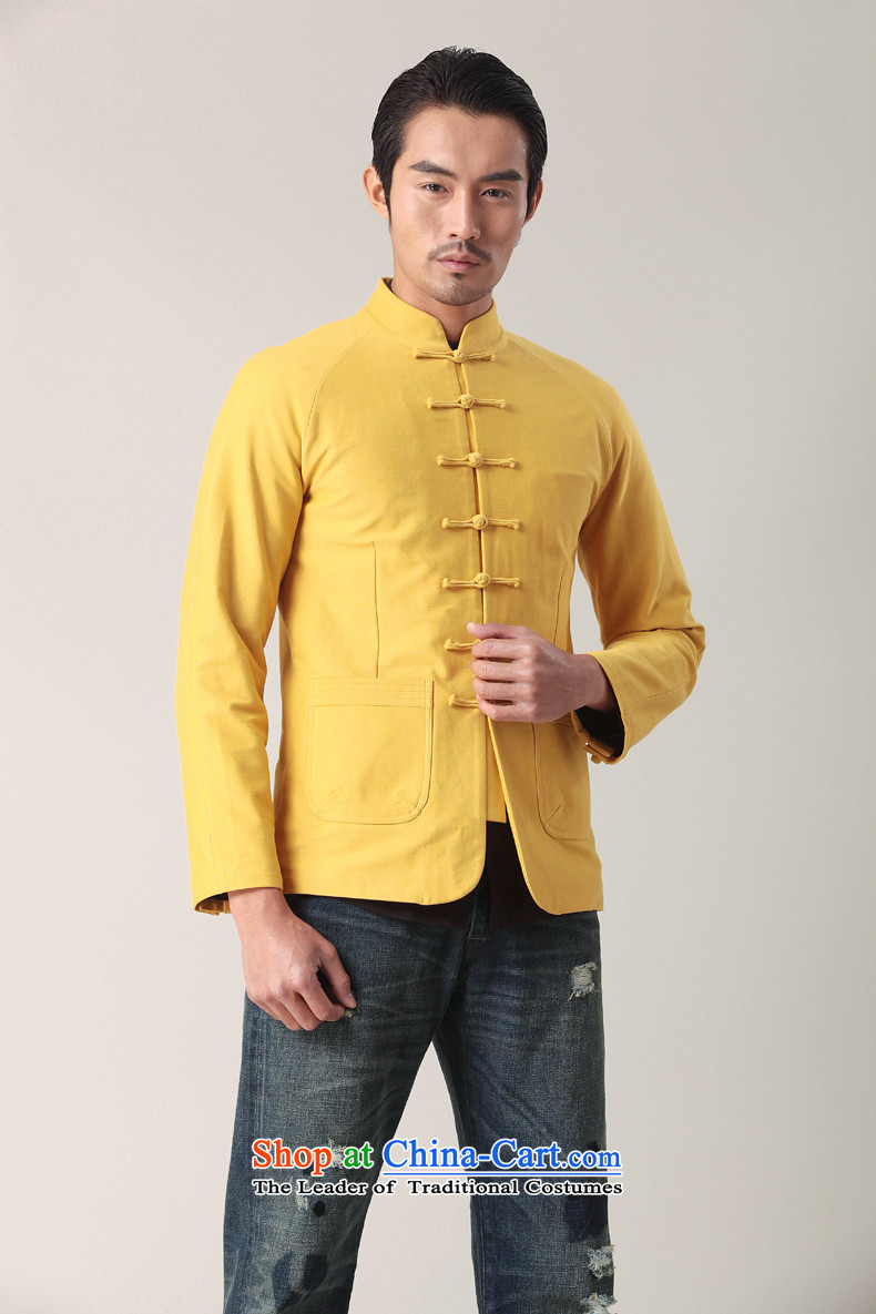 Phaedo of China FZOG/ wind collar slotted pan detained Men's Shirt Chinese young man pure cotton long-sleeved yellow M Tang dynasty picture, prices, brand platters! The elections are supplied in the national character of distribution, so action, buy now enjoy more preferential! As soon as possible.
