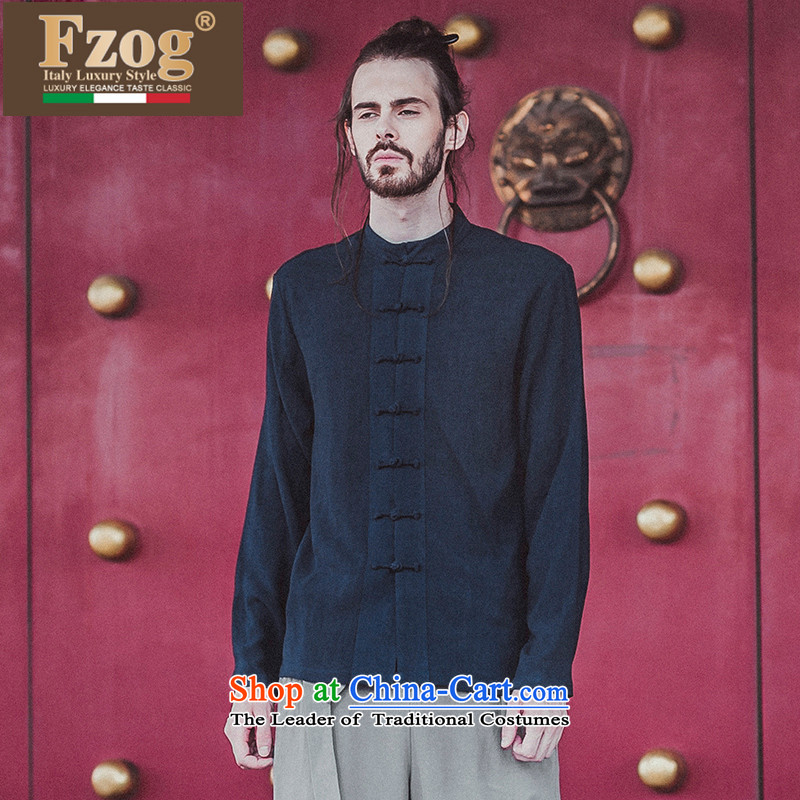 Phaedo of FZOG/ elegance temperament of Men's Mock-Neck pure color loose China wind young men's long-sleeved black M,fzog,,, Tang shopping on the Internet
