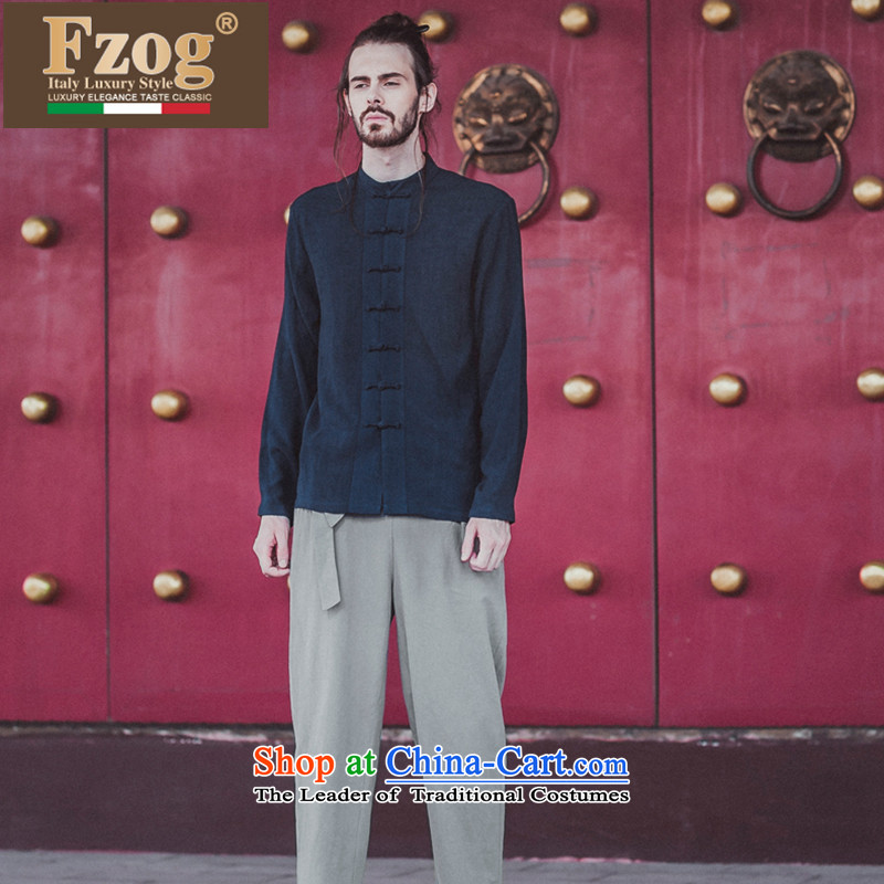 Phaedo of FZOG/ elegance temperament of Men's Mock-Neck pure color loose China wind young men's long-sleeved black M,fzog,,, Tang shopping on the Internet