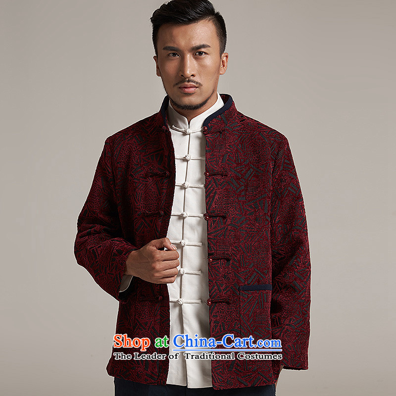 Fudo Hong Wai Tak聽2015 autumn and winter new products men Tang China Wind Jacket men older casual jacket China wind聽2XL/180, dark red de fudo shopping on the Internet has been pressed.