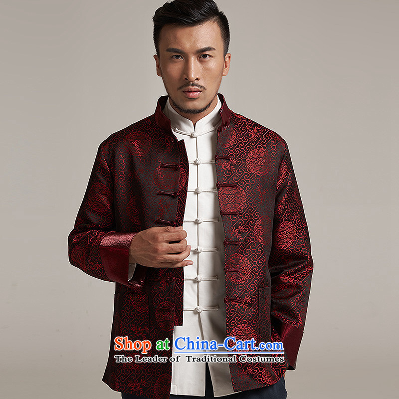 De Fudo his 2015 autumn and winter new products men Tang dynasty China wind older men casual jacket China wind 2XL/180, dark red de fudo shopping on the Internet has been pressed.