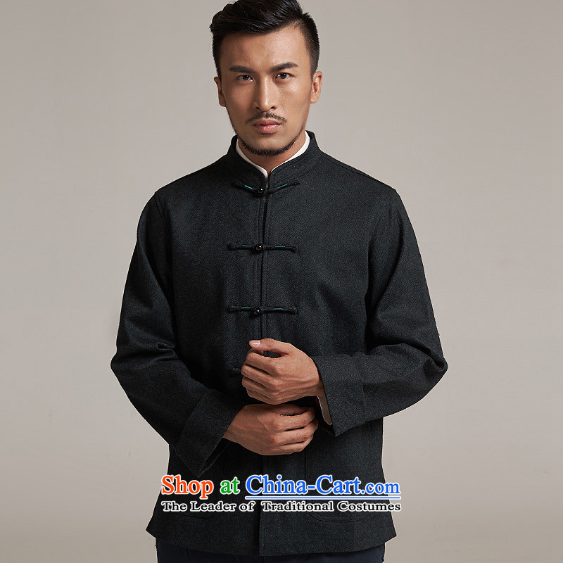 Fudo de in the wool men Tang dynasty China Wind Jacket autumn 2015 new products Chinese clothing China wind green 4XL/185, de fudo shopping on the Internet has been pressed.
