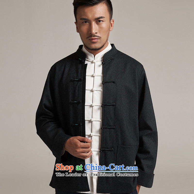 Fudo de in the wool men Tang dynasty China Wind Jacket autumn 2015 new products Chinese clothing China wind green 4XL/185, de fudo shopping on the Internet has been pressed.