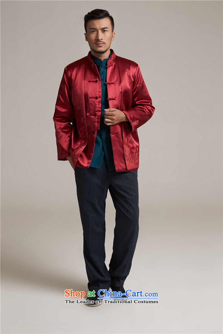 Tak Sun and Fudo China wind Men's Jackets Tang Gown robe 2015 autumn and winter middle-aged long-sleeved red load new father 2XL/175 picture, prices, brand platters! The elections are supplied in the national character of distribution, so action, buy now enjoy more preferential! As soon as possible.