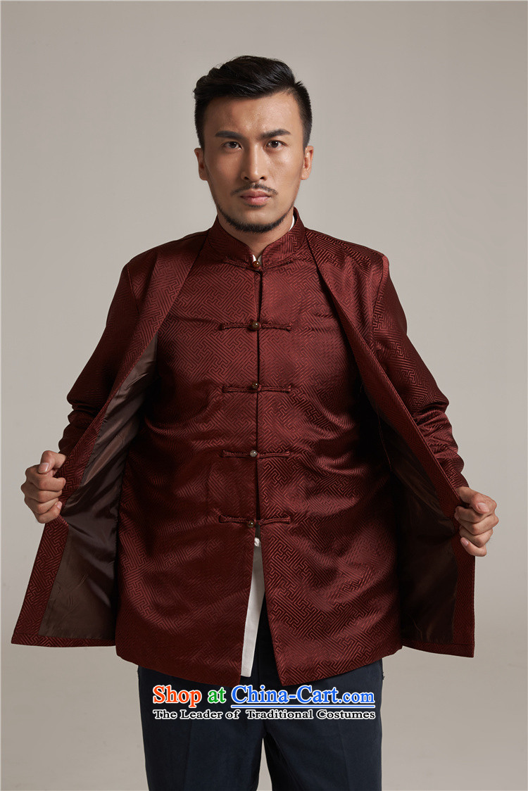 Fudo de and new China wind load Men's Jackets Tang Gown robe 2015 autumn and winter middle-aged long-sleeved father replacing Chinese clothing red and brown 4XL/185 picture, prices, brand platters! The elections are supplied in the national character of distribution, so action, buy now enjoy more preferential! As soon as possible.