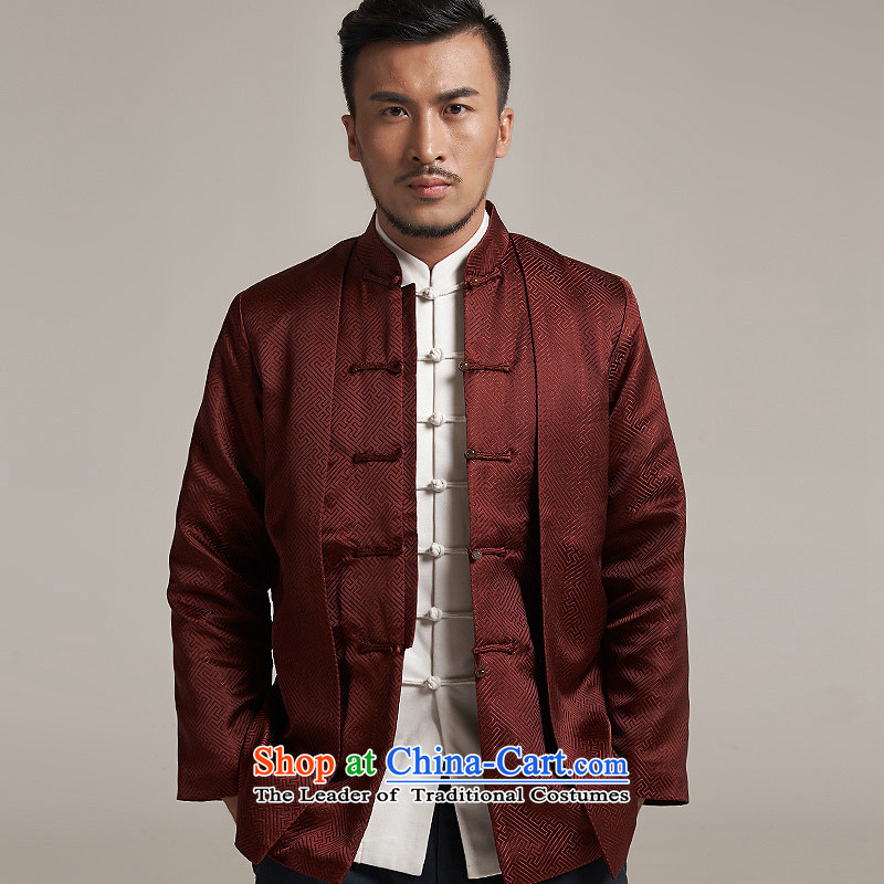 Fudo de and new China wind load Men's Jackets Tang Gown robe 2015 autumn and winter middle-aged long-sleeved father replacing Chinese clothing red and brown 4XL/185, de fudo shopping on the Internet has been pressed.