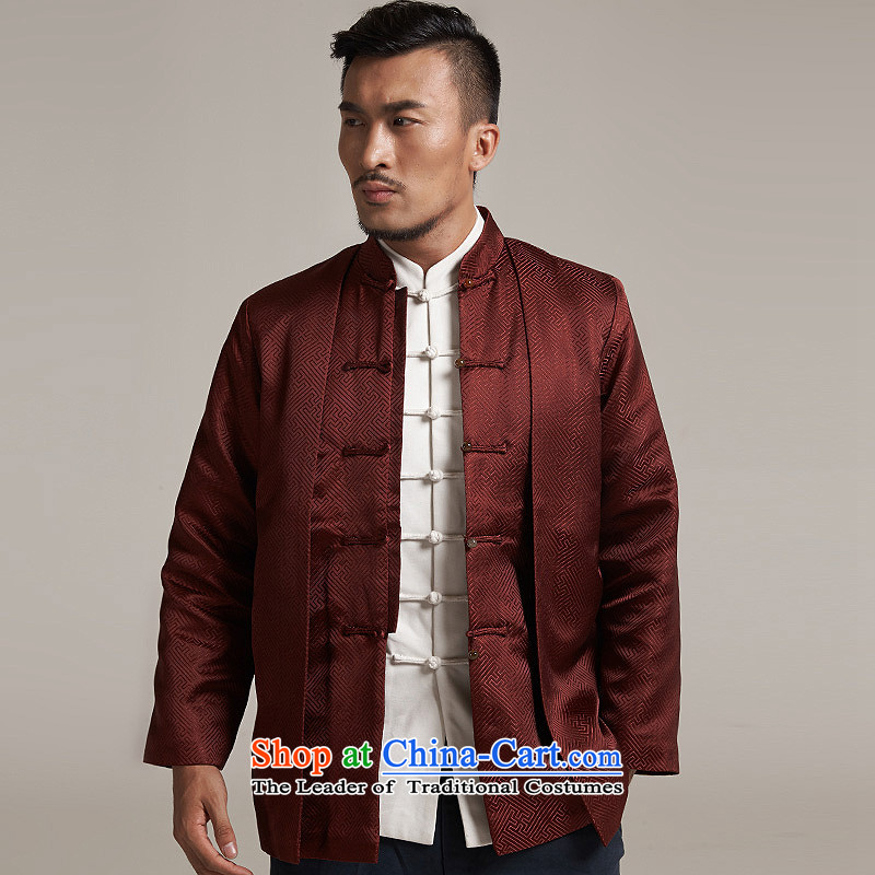 Fudo de and new China wind load Men's Jackets Tang Gown robe 2015 autumn and winter middle-aged long-sleeved father replacing Chinese clothing red and brown 4XL/185, de fudo shopping on the Internet has been pressed.