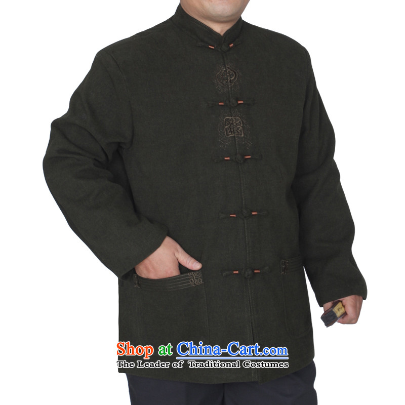 The autumn and winter new solid color embroidery upscale male jacket in Tang Dynasty elderly father woolen blended W1501 Blue 180 yards, the Cave of the elderly has been pressed shopping on the Internet