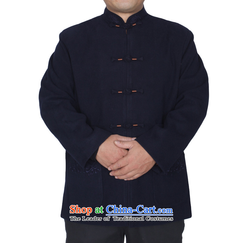 The autumn and winter new solid color embroidery upscale male jacket in Tang Dynasty elderly father woolen W1502 blended gray , 190 yards to the Cave of the elderly has been pressed shopping on the Internet