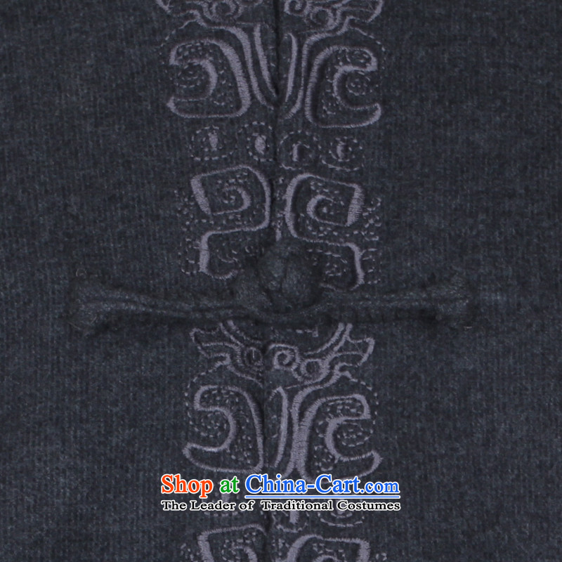 The autumn and winter new solid color embroidery upscale male jacket in Tang Dynasty elderly father woolen blended W1503 Blue 180 yards, the Cave of the elderly has been pressed shopping on the Internet