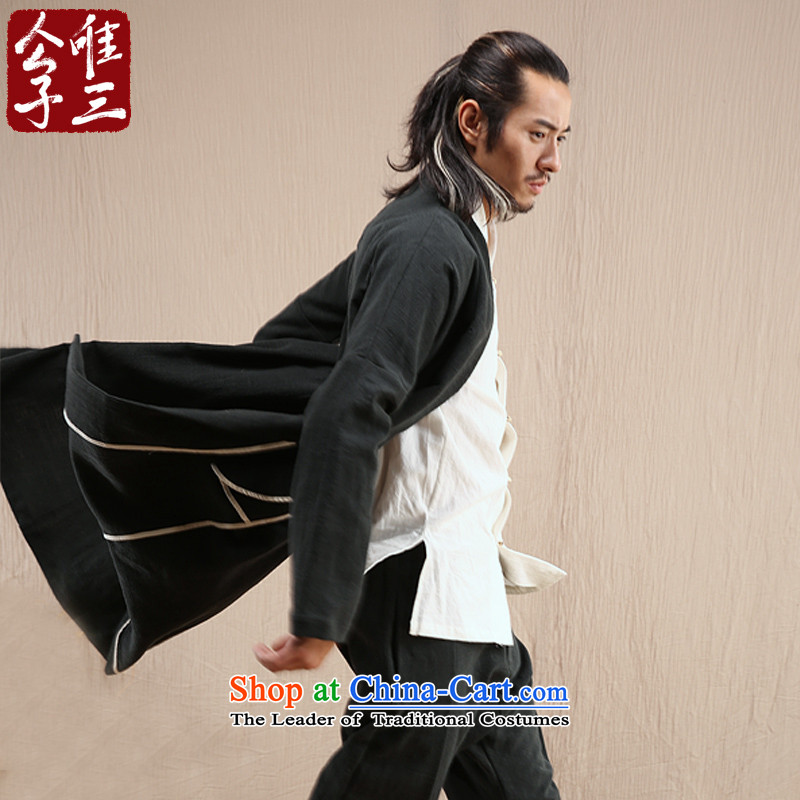 Cd 3 model have Potzu China wind linen male Han Chinese jacket leisure Tang Ma load ethnic Han-yi autumn wind 165/84A(S), black CD 3 , , , shopping on the Internet