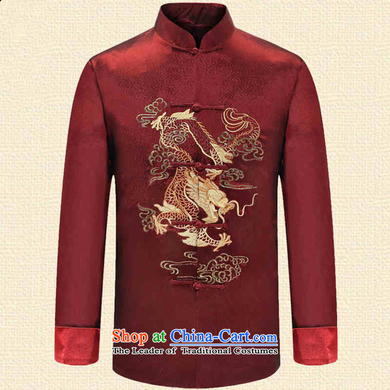 The fall of ILELIN2015 older persons men Tang dynasty long-sleeved ball-middle-aged men Chinese clothing Han-grandfather autumn jackets 3XL RED M Yele Ephraim ILELIN () , , , shopping on the Internet