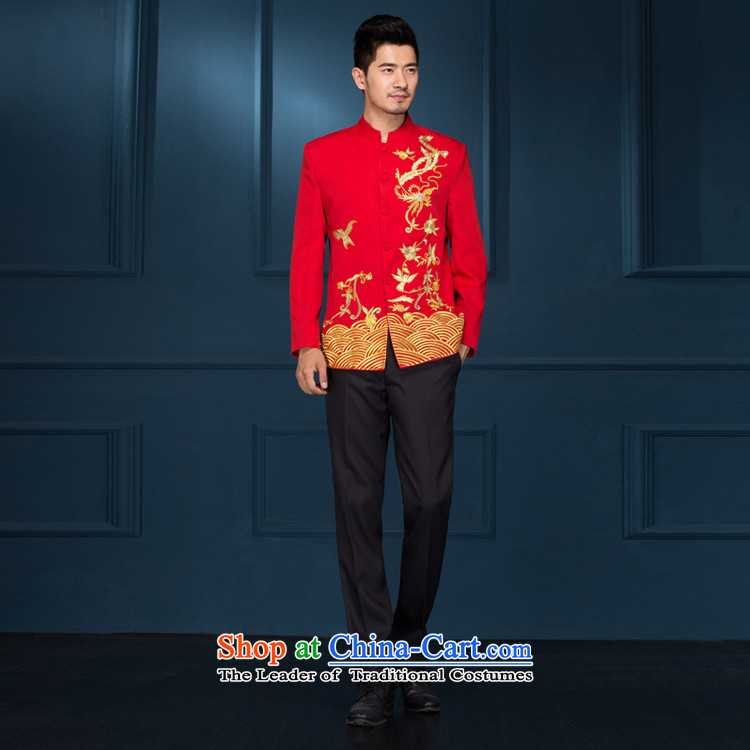 Chinese Dress-soo wo service men's new Chinese style wedding groom marriage long-sleeved Tang Dynasty Chinese tunic hi-dress costume show red 190 red 185 pictures, prices, brand platters! The elections are supplied in the national character of distribution, so action, buy now enjoy more preferential! As soon as possible.