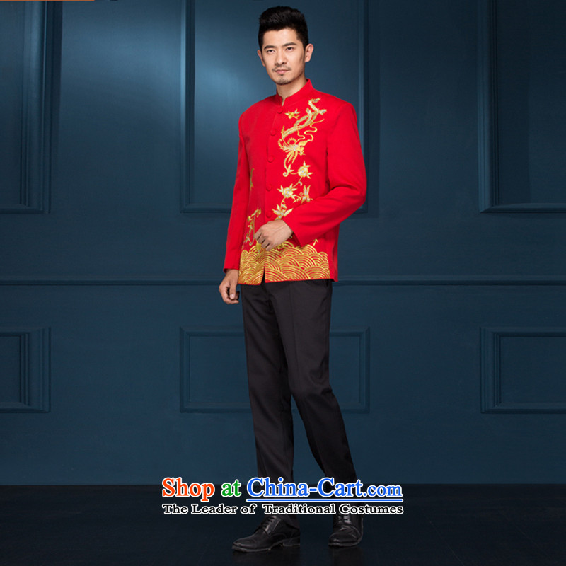 Chinese Dress-soo wo service men's new Chinese style wedding groom marriage long-sleeved Tang Dynasty Chinese tunic hi-dress costume show red 190 red 185, Love Su-lan , , , shopping on the Internet