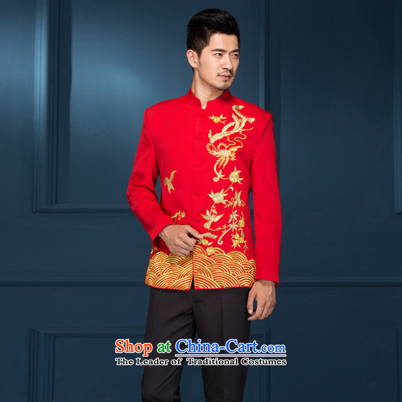 Chinese Dress-soo wo service men's new Chinese style wedding groom marriage long-sleeved Tang Dynasty Chinese tunic hi-dress costume show red 190 red 185, Love Su-lan , , , shopping on the Internet