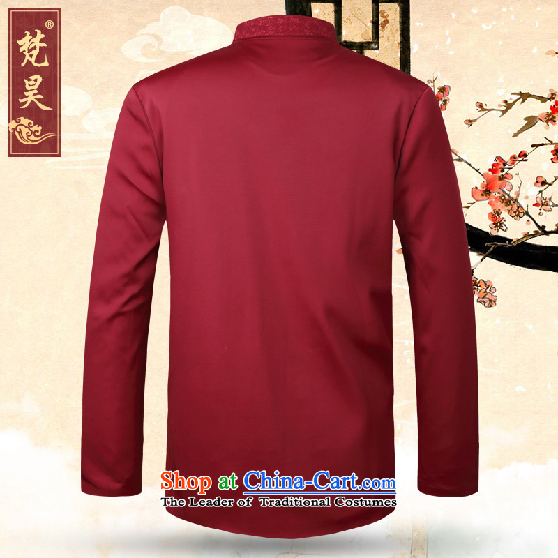 Van Gogh's older men's jackets Tang long-sleeved jacket dad autumn and winter Chinese collar birthday dress W1368 chinese red 2XL, Van Gogh's shopping on the Internet has been pressed.