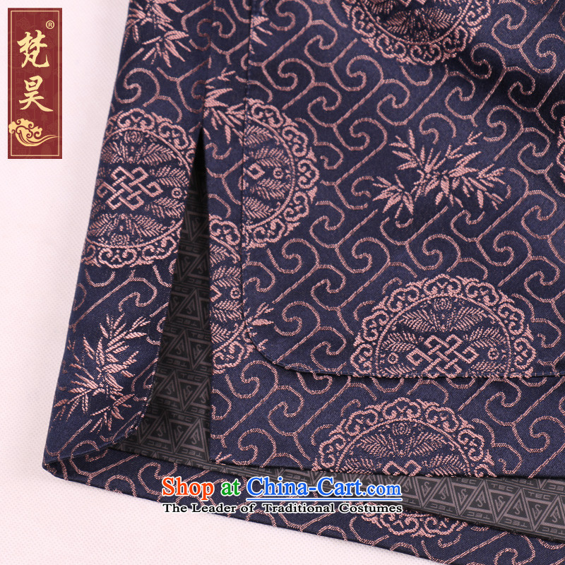 Van Gogh's new Tang jackets for older men detained collar long-sleeved disc loading father Chinese dress jacket China wind W1382 DARK BLUE XL, Van Gogh's shopping on the Internet has been pressed.