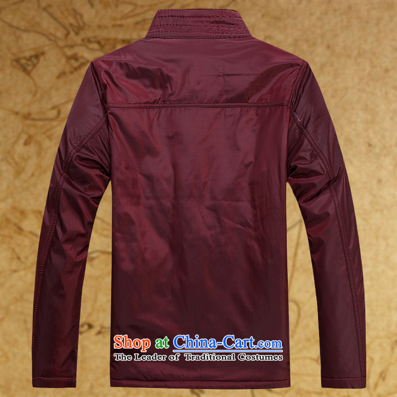 The new middle-aged men Tang jacket with large leisure autumn Tang Dynasty Chinese long-sleeved thickened with Grandpa shirt warm dark red jacket (single) 175,JACK EVIS,,, shopping on the Internet