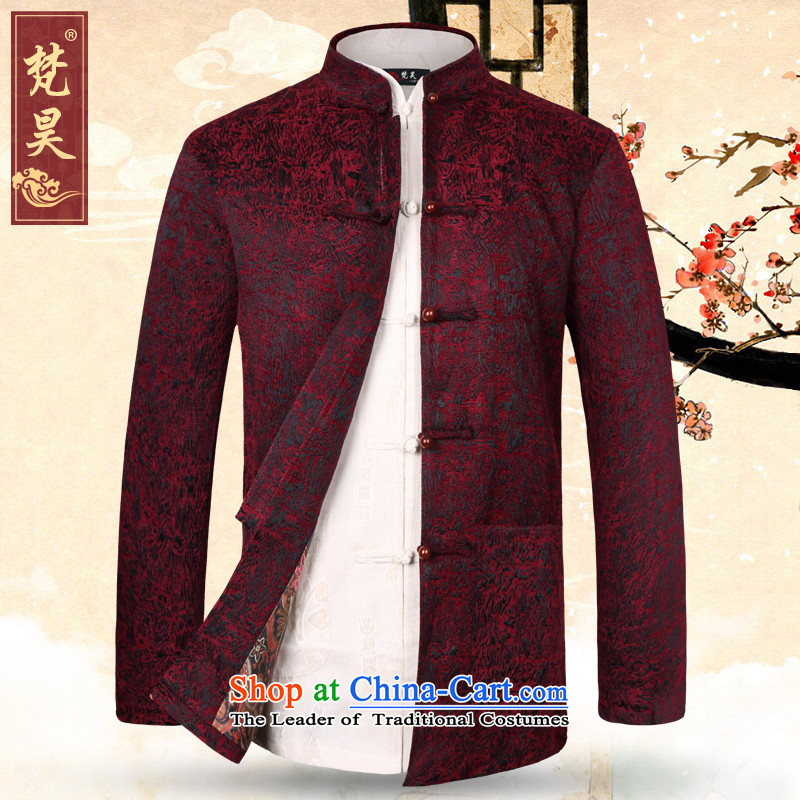 Van Gogh Ho Tang dynasty in older autumn and winter hand-held a mock-neck men's jackets W669 Red?2XL
