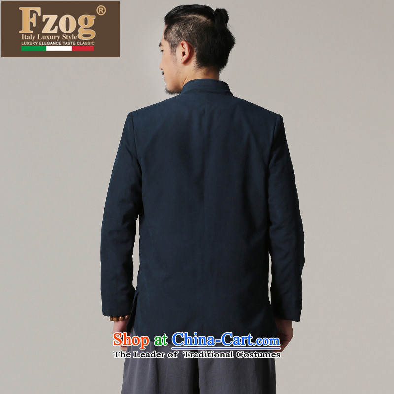 Phaedo of FZOG/ autumn and winter clothing in national elderly men inside China wind solid color minimalist long-sleeved jacket Tang dark blue XL,FZOG,,, shopping on the Internet