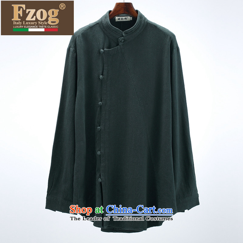 Phaedo of FZOG/ national costumes linen men fall jacket improved Han-chinese disc detained leisure Tang Dynasty Army green M,fzog,,, shopping on the Internet