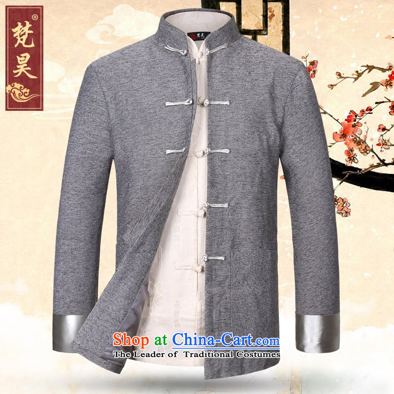 Van Gogh's older cotton linen Tang jackets and chinese collar jacket with the use of sub-father autumn and winter, gray 3XL, W0908 Van Gogh's shopping on the Internet has been pressed.