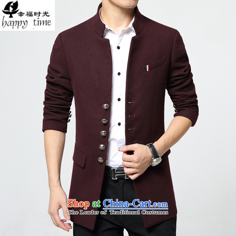 Happy Times Chinese tunic autumn and winter and autumn of New Men in plush coat England?   windbreaker a collar justices of the dark blue jacket XL, happy times (发南美州之夜) , , , shopping on the Internet