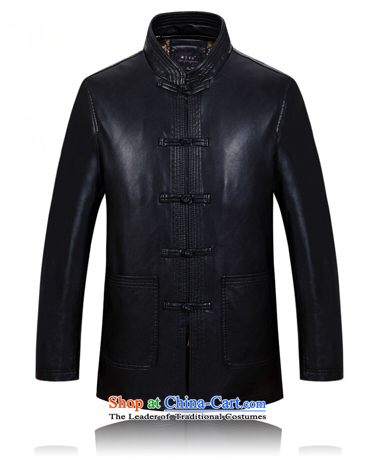 Ming Emperor Wei 2015 new autumn and winter from older men Tang add cotton leather jacket Chinese Disc tie china wind national costume father grandfather went retro Han-black XXXXL picture, prices, brand platters! The elections are supplied in the national character of distribution, so action, buy now enjoy more preferential! As soon as possible.