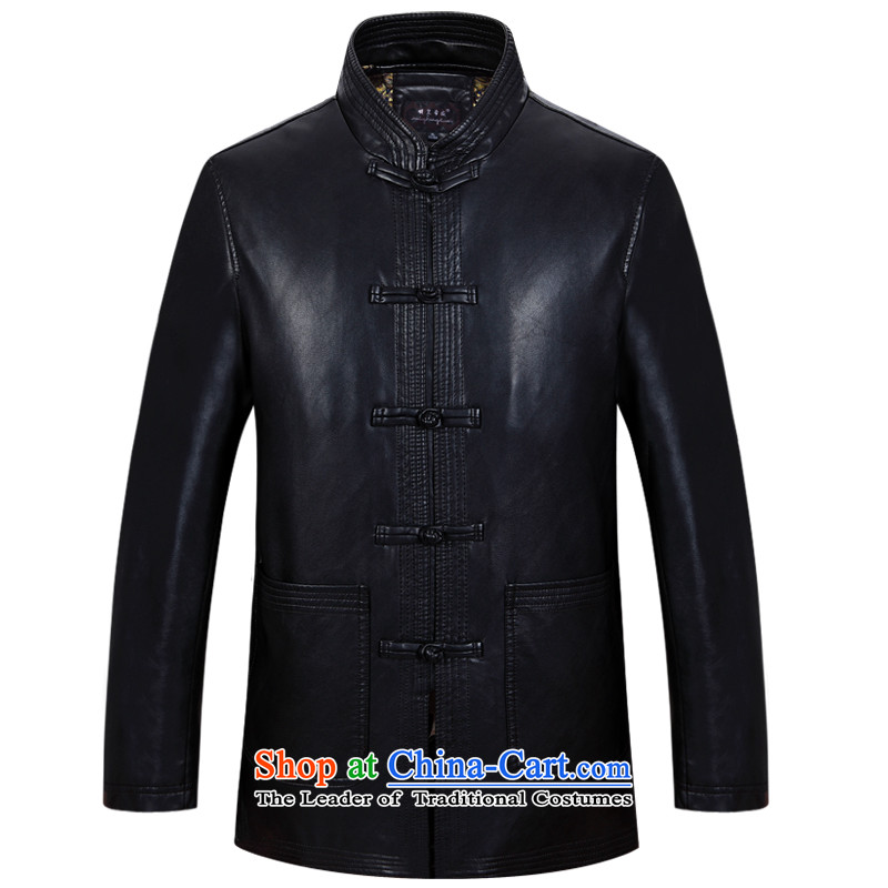 Ming Emperor Wei 2015 new autumn and winter from older men Tang add cotton leather jacket Chinese Disc tie china wind national costume father grandfather went retro Han- Ming Emperor Wei XXXXL, black , , , shopping on the Internet