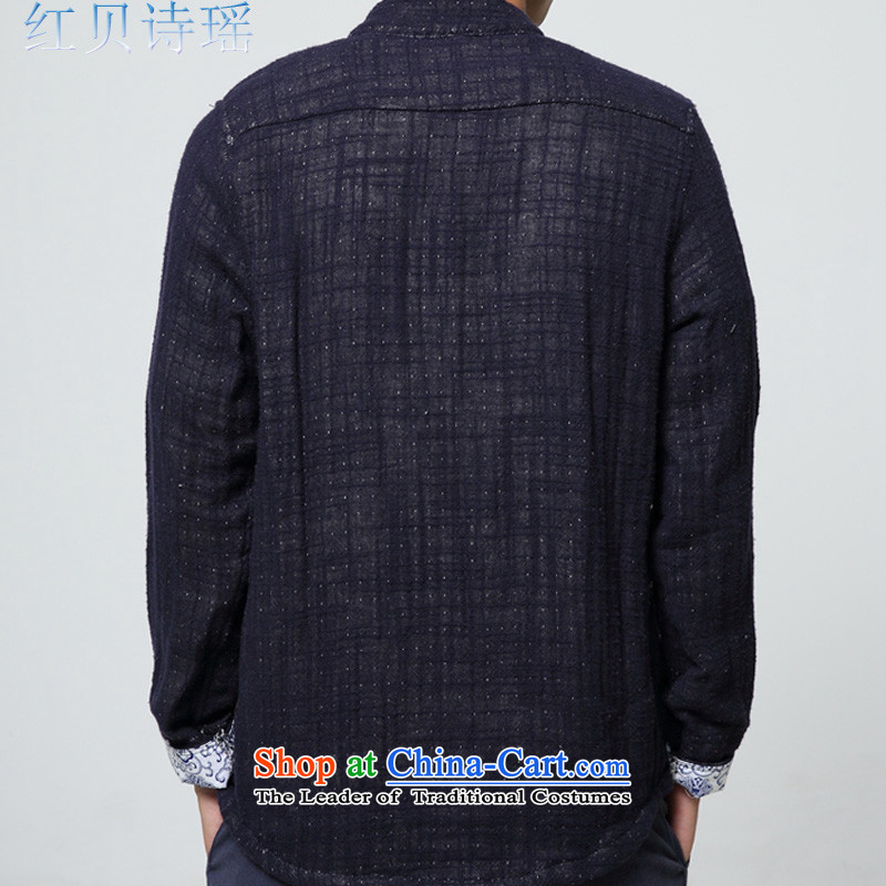 Red Addis Ababa poem Yao 2015 autumn and winter new national China Wind Jacket very casual male linen coat collar Tang Dynasty Chinese Han-cotton linen navy blue T-shirt material XL, Red Addis Ababa poem Yiu Shopping on the Internet has been pressed.