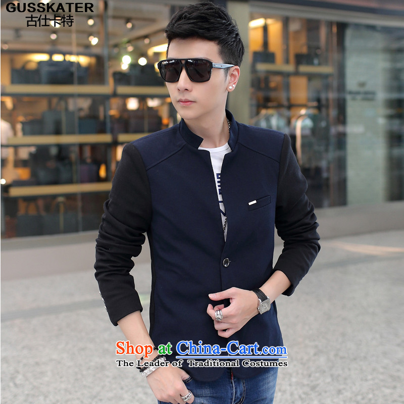 Mrs Shi Tang Dynasty Chinese tunic Carter Summer 2015 Autumn on Men's Mock-Neck Chinese tunic jacket light jacket male B465 navy M happy times (发南美州之夜) , , , shopping on the Internet