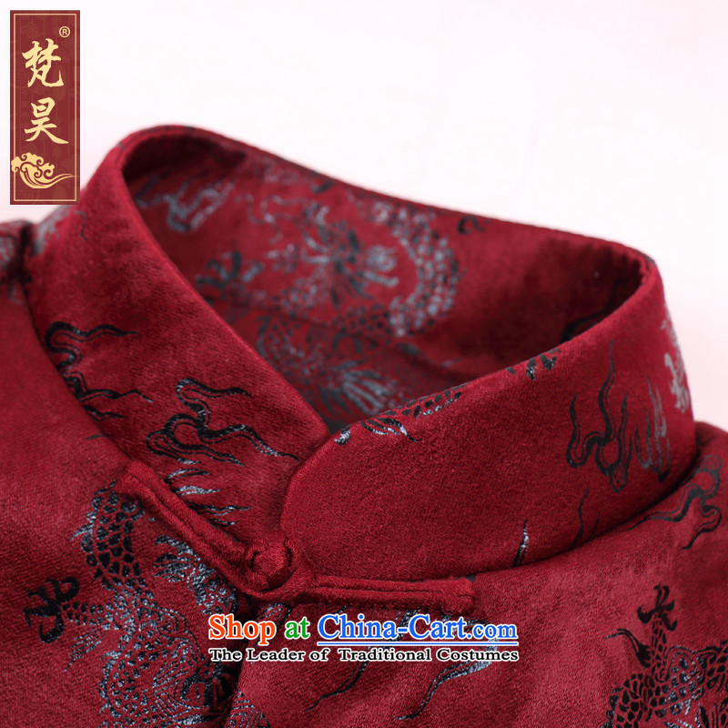 Van Gogh Ho Tang dynasty and winter clothing in new large older jacket collar disc loading J1516 dad detained (folder) large red cotton XXXL, Van Gogh's shopping on the Internet has been pressed.