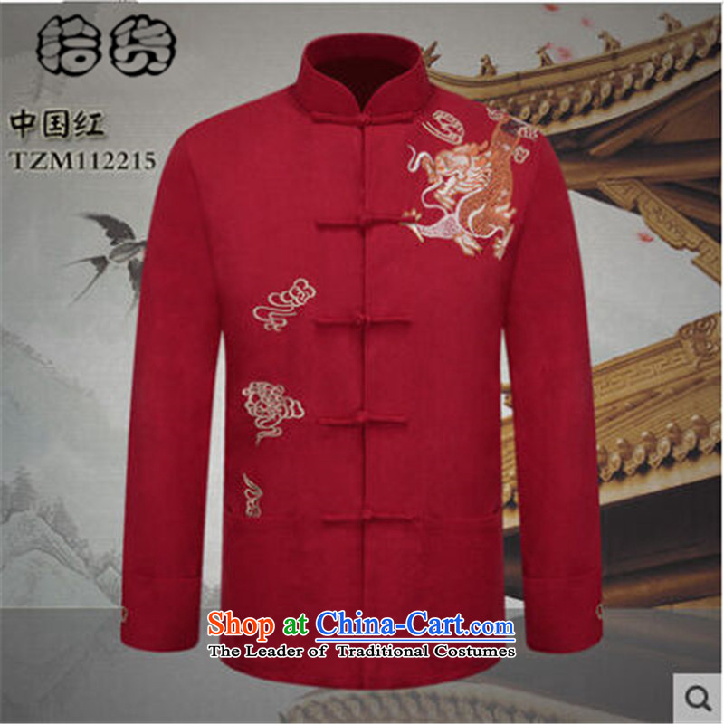 The 2015 autumn pick the new China with his father men embroidery of older persons in the Tang dynasty grandpa replacing birthday hi banquet Chinese Dress Chinese Red 185