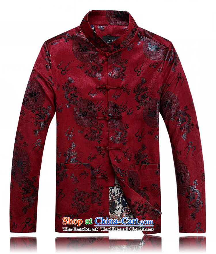 Ming Emperor Wei 2015 new autumn and winter men in Tang Dynasty older China Wind Jacket Chinese father unlined garment replacing replacing traditional ethnic grandpa tray snap happy leisure fu shou wine red cotton 185(XXXL) plus picture, prices, brand platters! The elections are supplied in the national character of distribution, so action, buy now enjoy more preferential! As soon as possible.