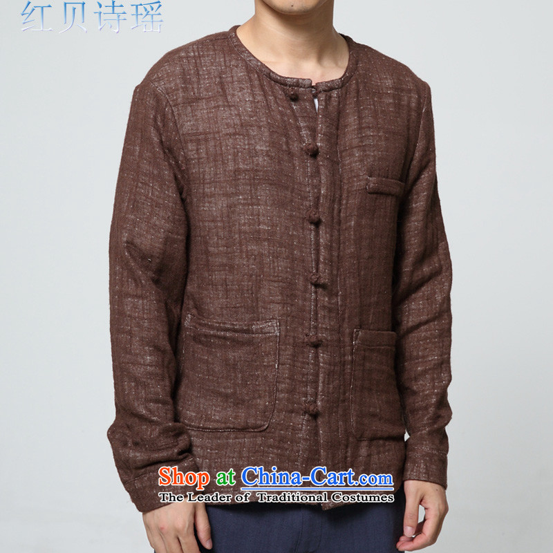 Red Addis Ababa poem Yao  2015 autumn and winter new men retro China wind linen clothes Chinese leisure cotton linen long-sleeved sweater jacket male Tang Dynasty poem XXL, brown red Addis Ababa Yiu Shopping on the Internet has been pressed.