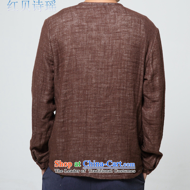 Red Addis Ababa poem Yao  2015 autumn and winter new men retro China wind linen clothes Chinese leisure cotton linen long-sleeved sweater jacket male Tang Dynasty poem XXL, brown red Addis Ababa Yiu Shopping on the Internet has been pressed.