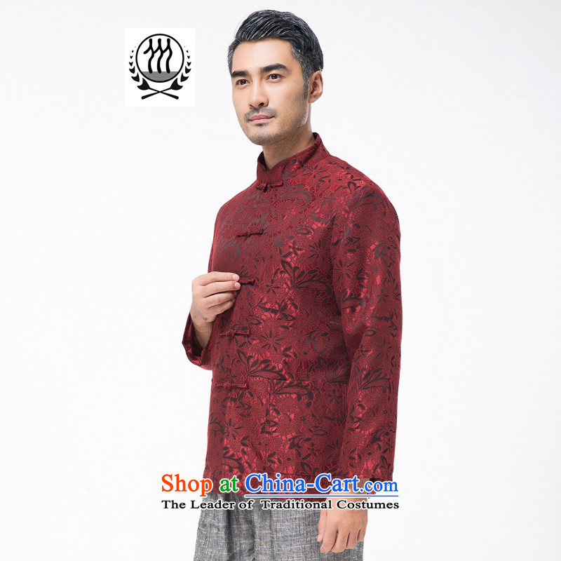 Bosnia and thre line 2015 autumn and winter new red couples with Tang Dynasty long-sleeved national wind in older men birthday celebrations birthdays stamp jacket F881 red men XL/180, thre line (gesaxing and Tobago) , , , shopping on the Internet