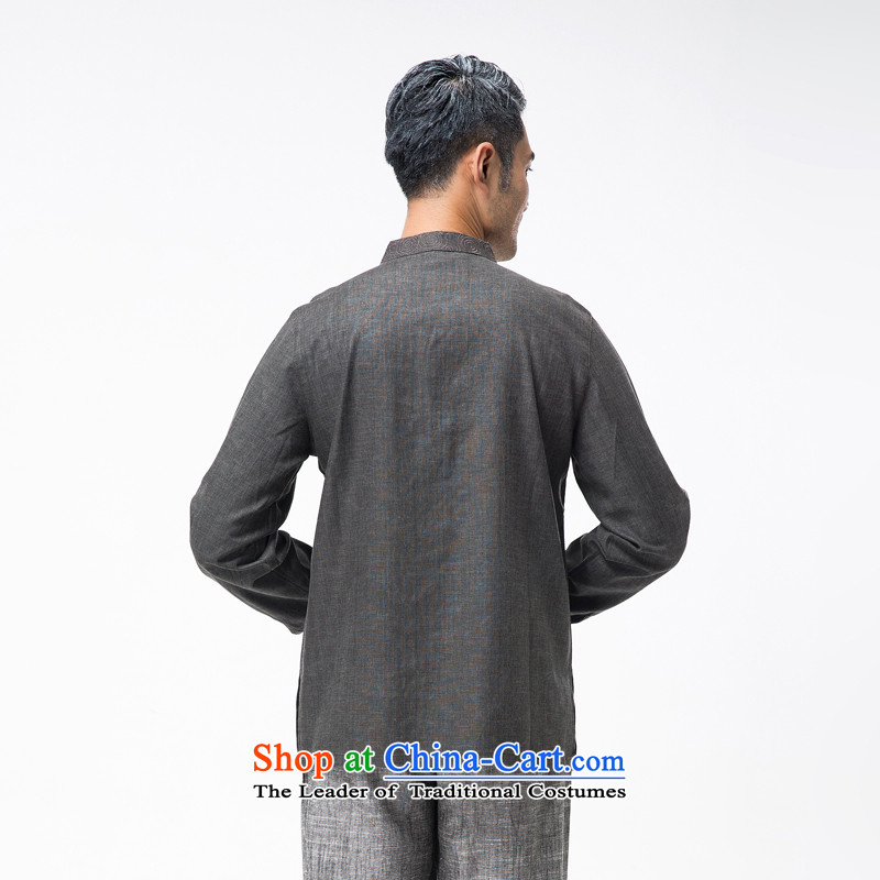 Bosnia and new products during the spring and autumn line thre middle-aged men hedging cotton linen long-sleeved Tang China wind in older embroidery collar Tang blouses F7758 carbon M/170, thre line (gesaxing and Tobago) , , , shopping on the Internet